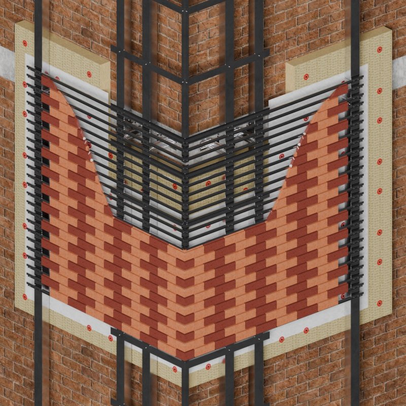 Вертикальная С-образная фасадная подсистема